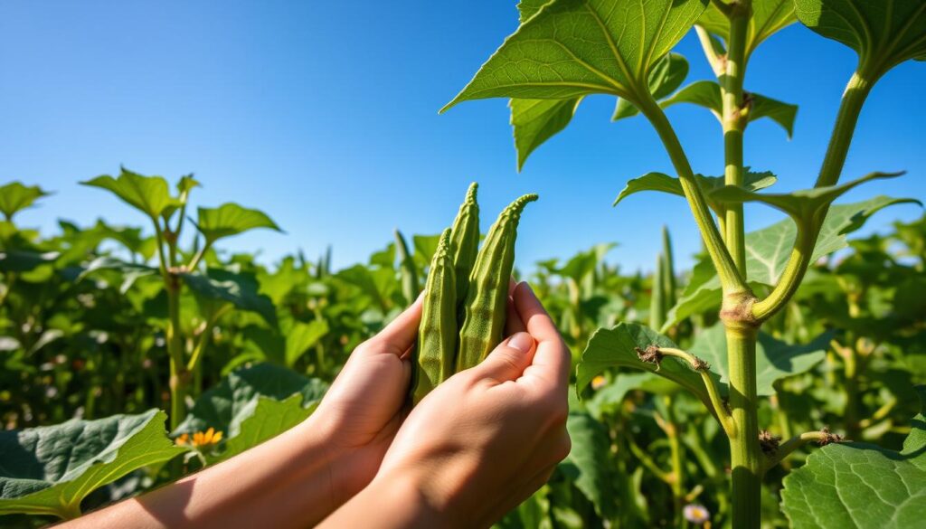 Harvesting okra techniques