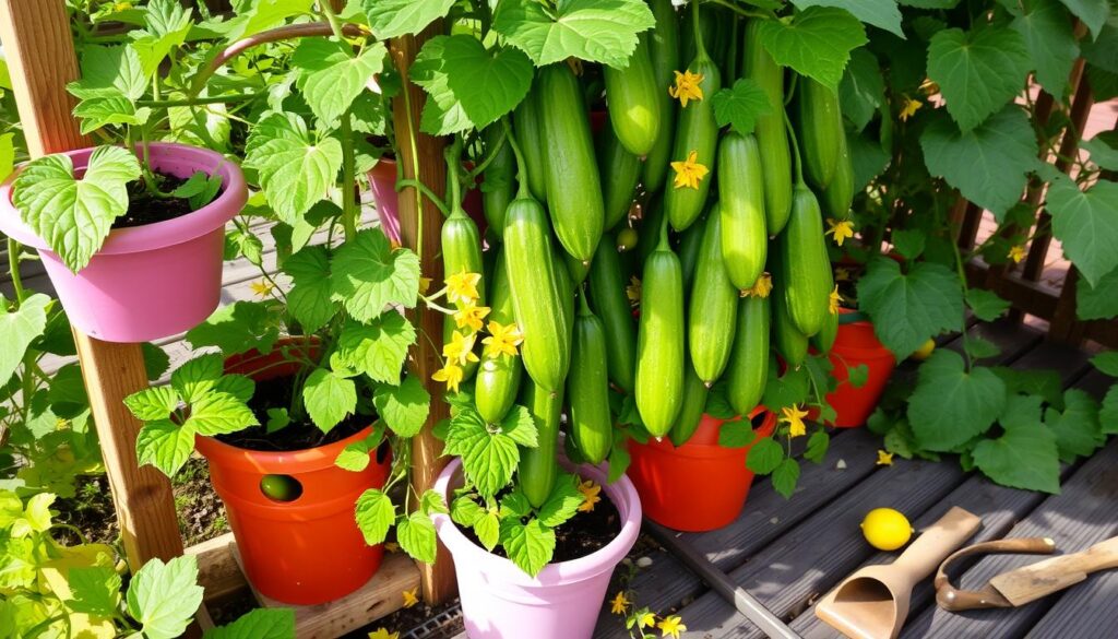 container gardening cucumbers