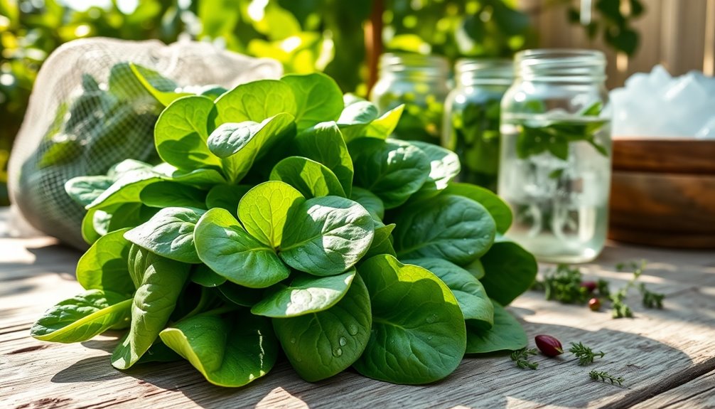 storing fresh garden spinach