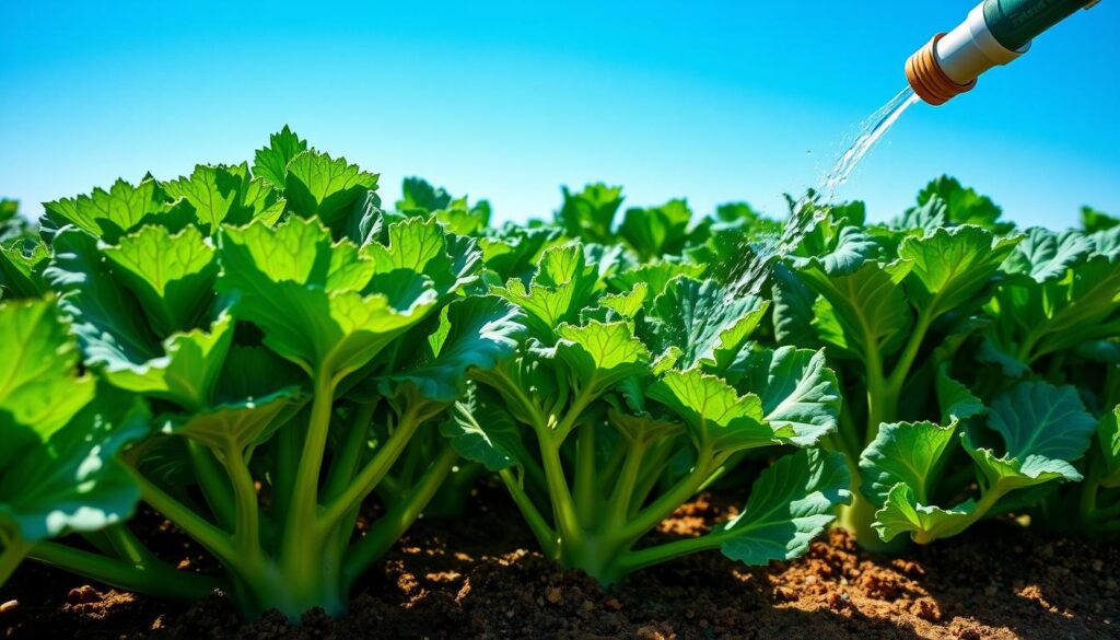 watering broccoli