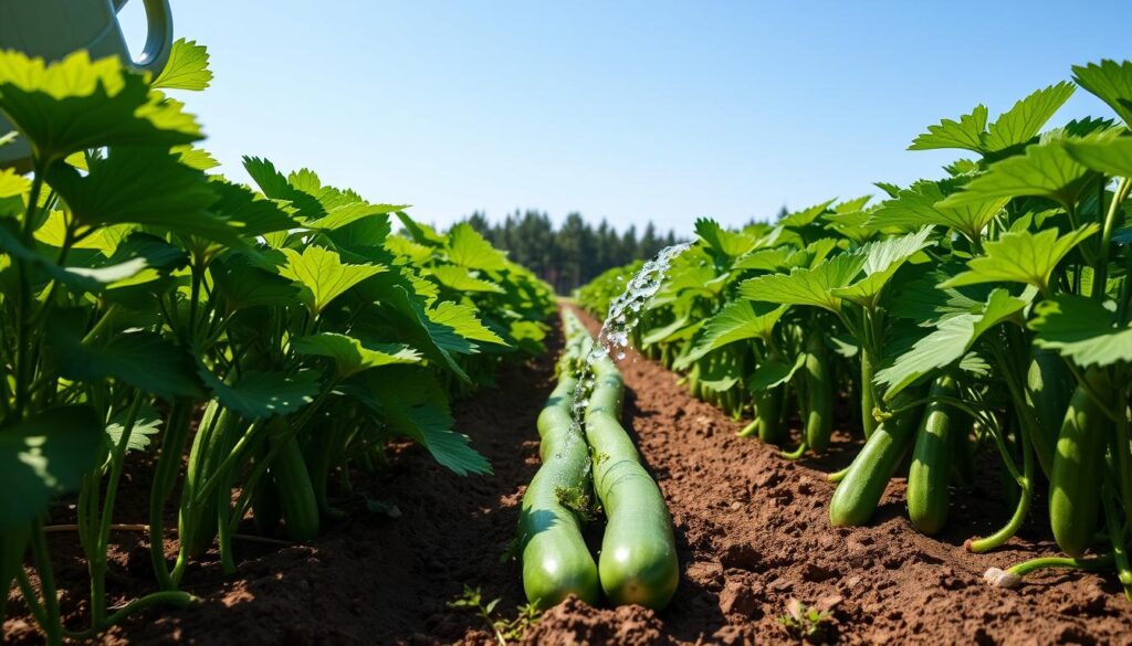 watering cucumbers