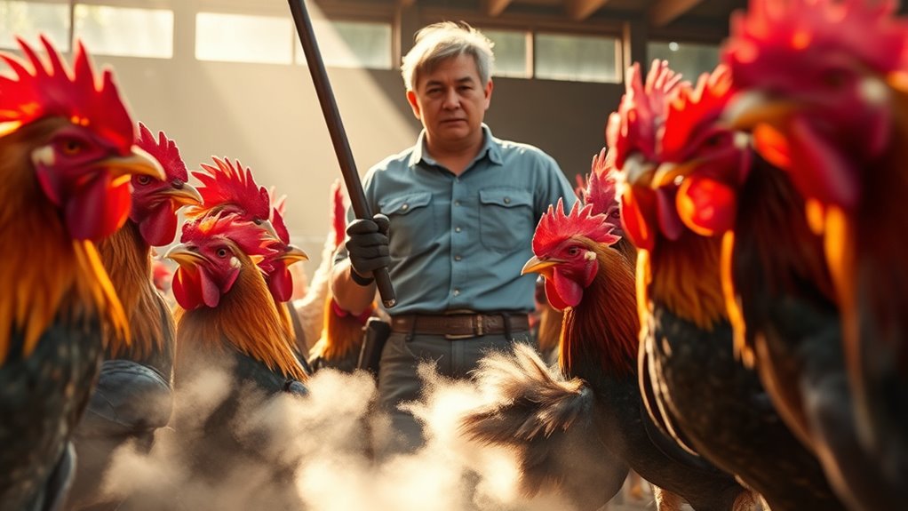 defend against rooster aggression
