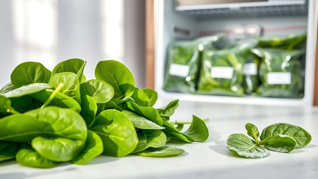 freezing spinach for preservation