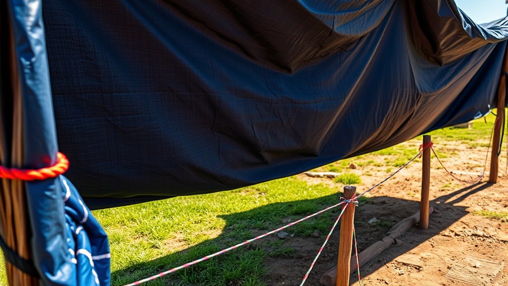 constructing tarp shade structures