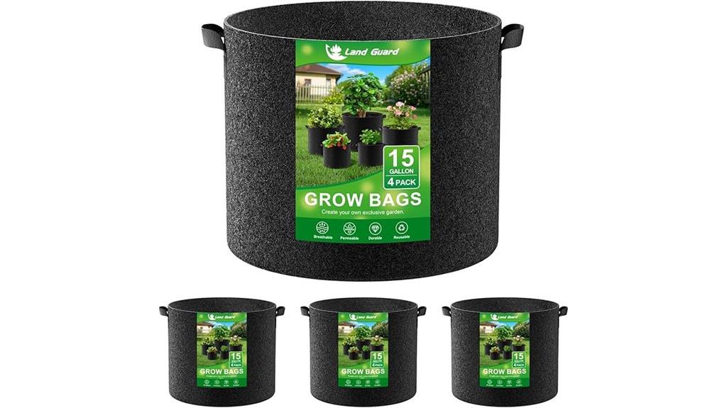 four 15 gallon grow bags