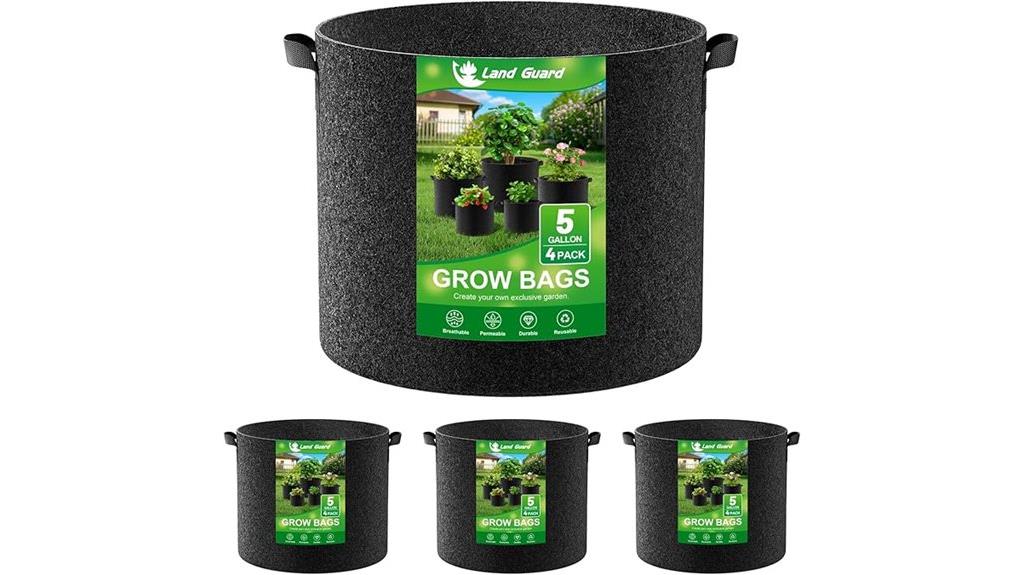 four 5 gallon grow bags