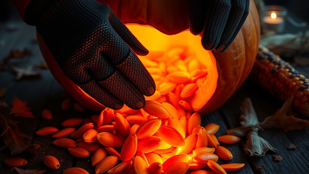 harvesting pumpkin seeds safely