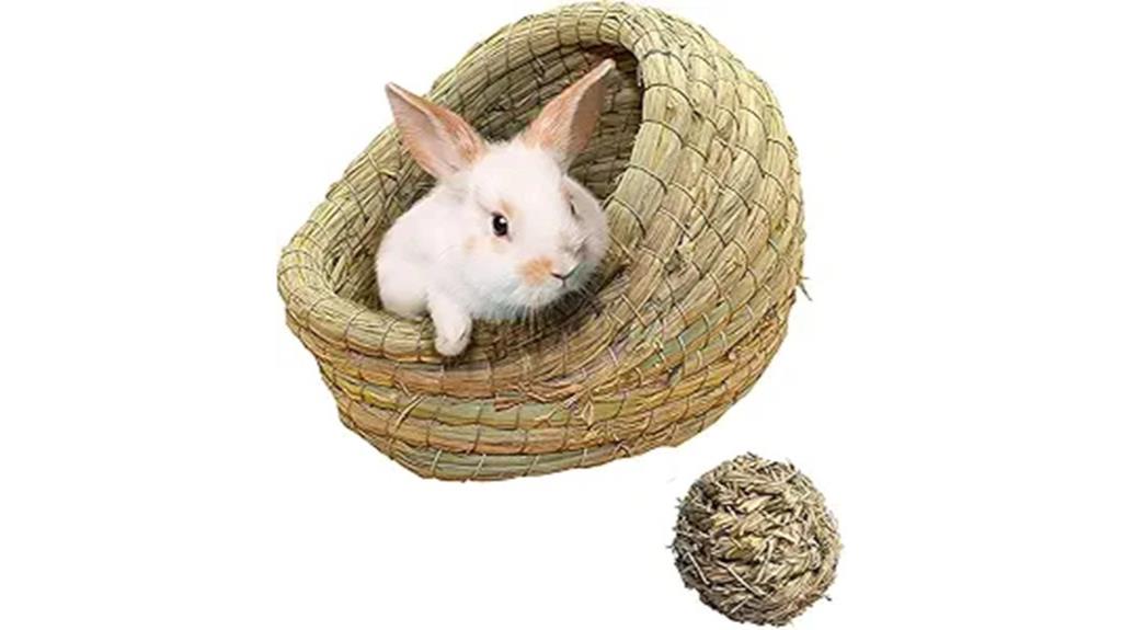 rabbit grass house with chew balls