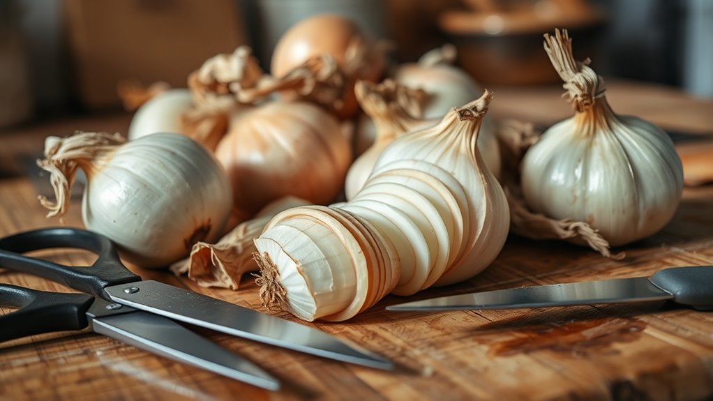 remove trim prepare onions