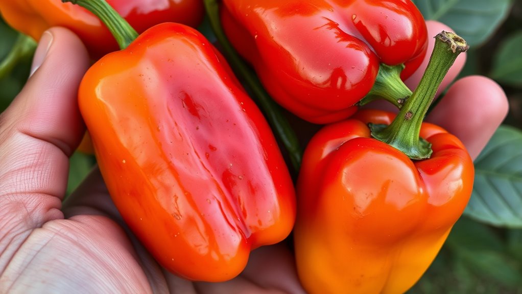 select healthy fully ripe peppers