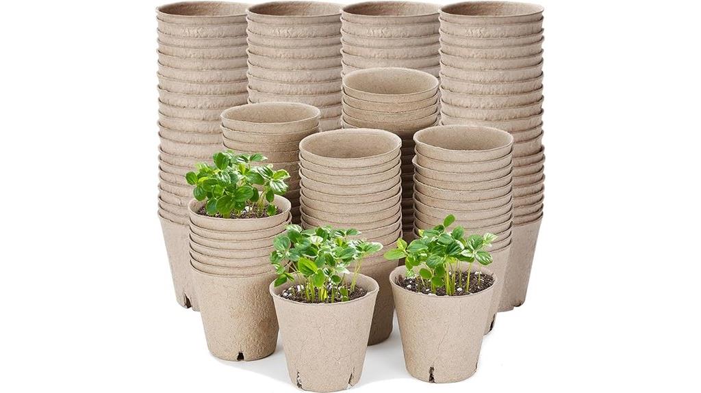 set of 100 peat seedling pots