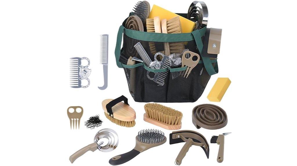 thirteen piece horse grooming set