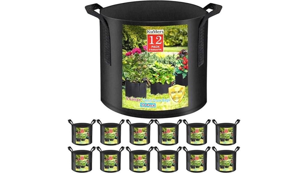 twelve 5 gallon grow bags