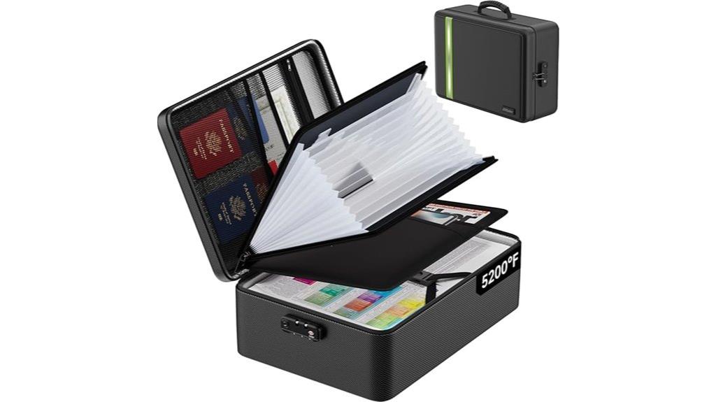 fireproof lockable document bag