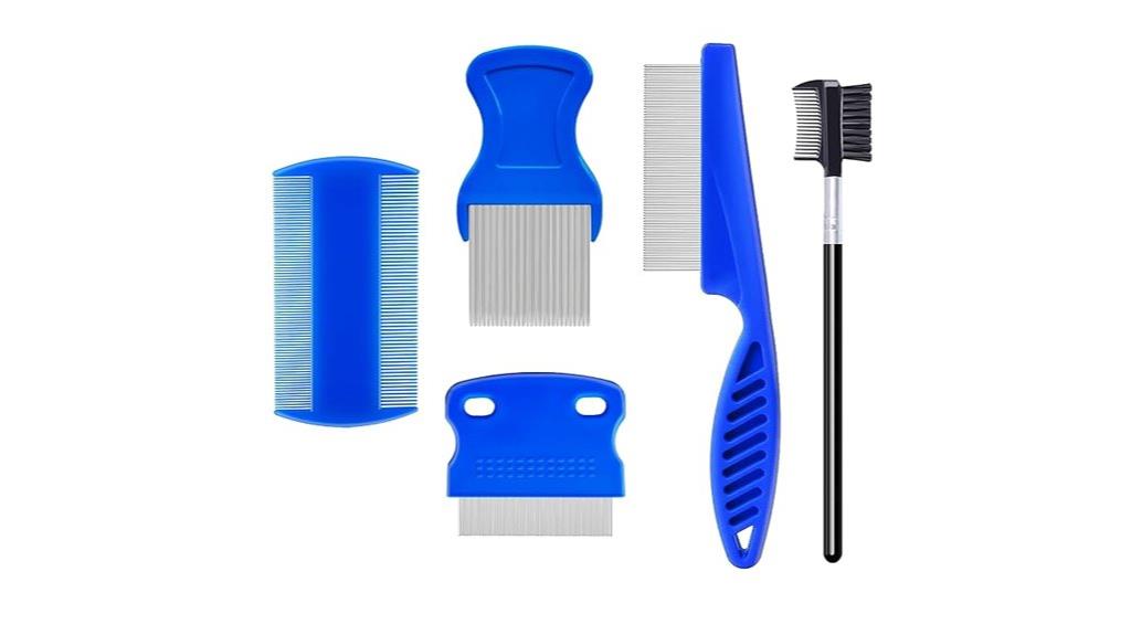 five stainless flea combs