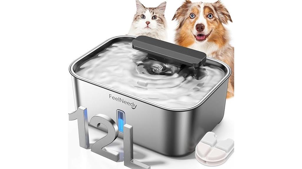 large stainless steel dog fountain
