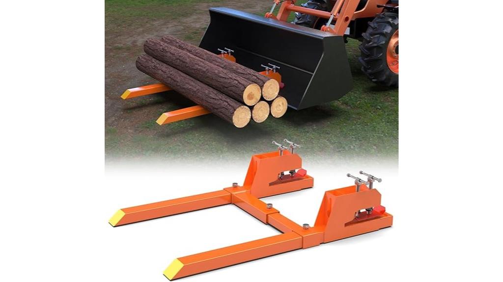 orange upgraded tractor forks