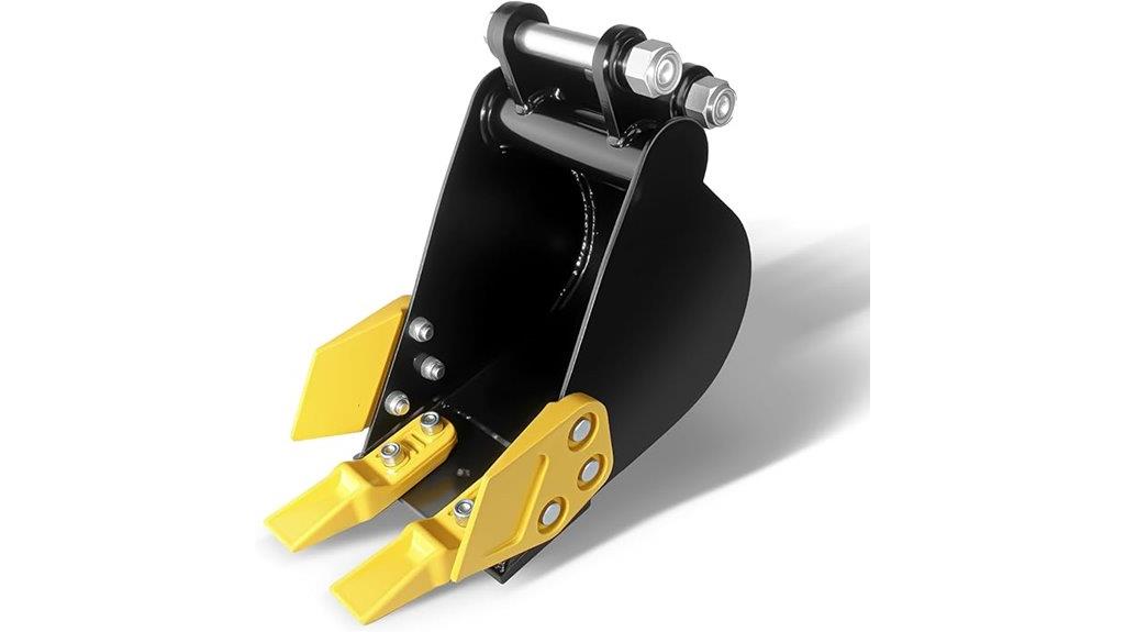 slim excavator digging bucket