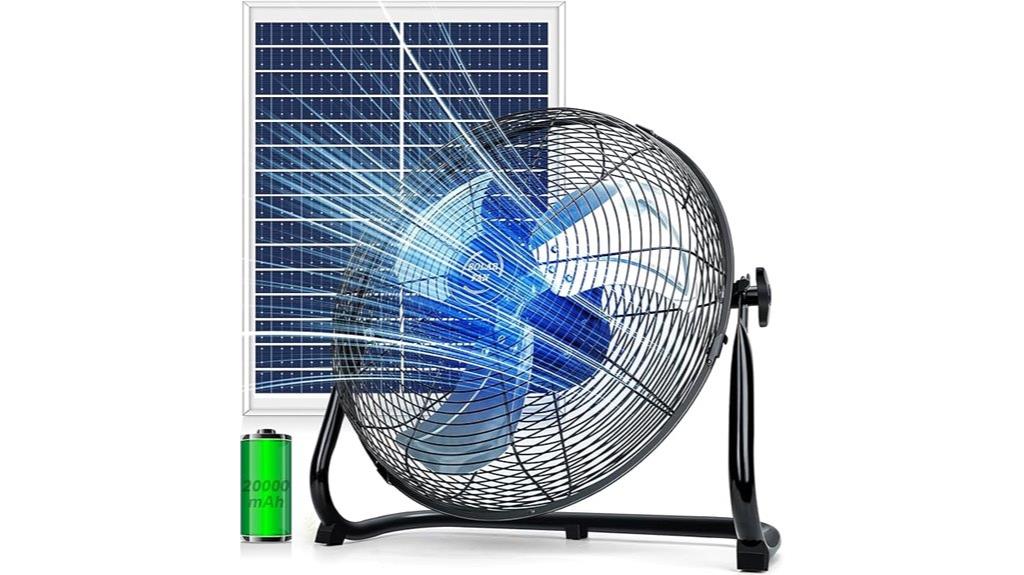 solar powered portable floor fan