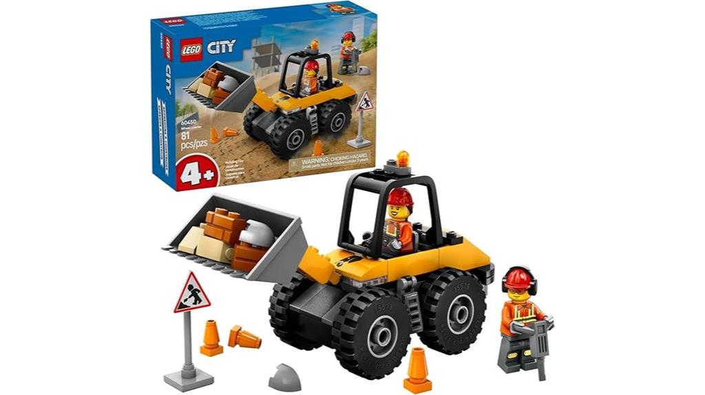 yellow lego construction loader
