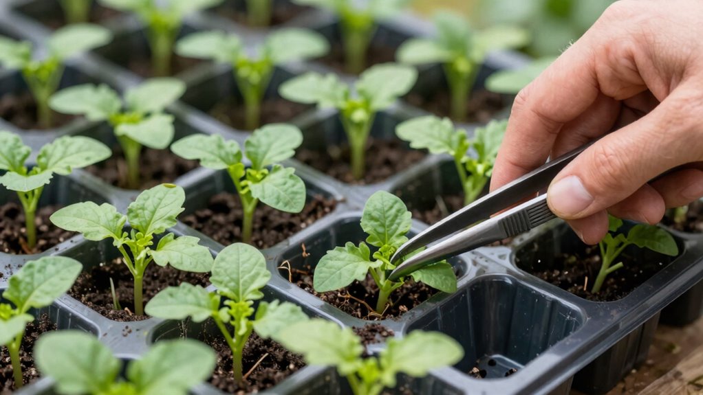 gentle seedling thinning technique