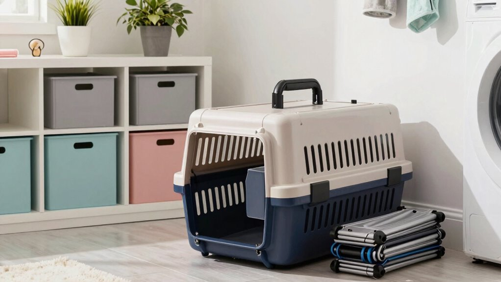 prepared pet carrier storage